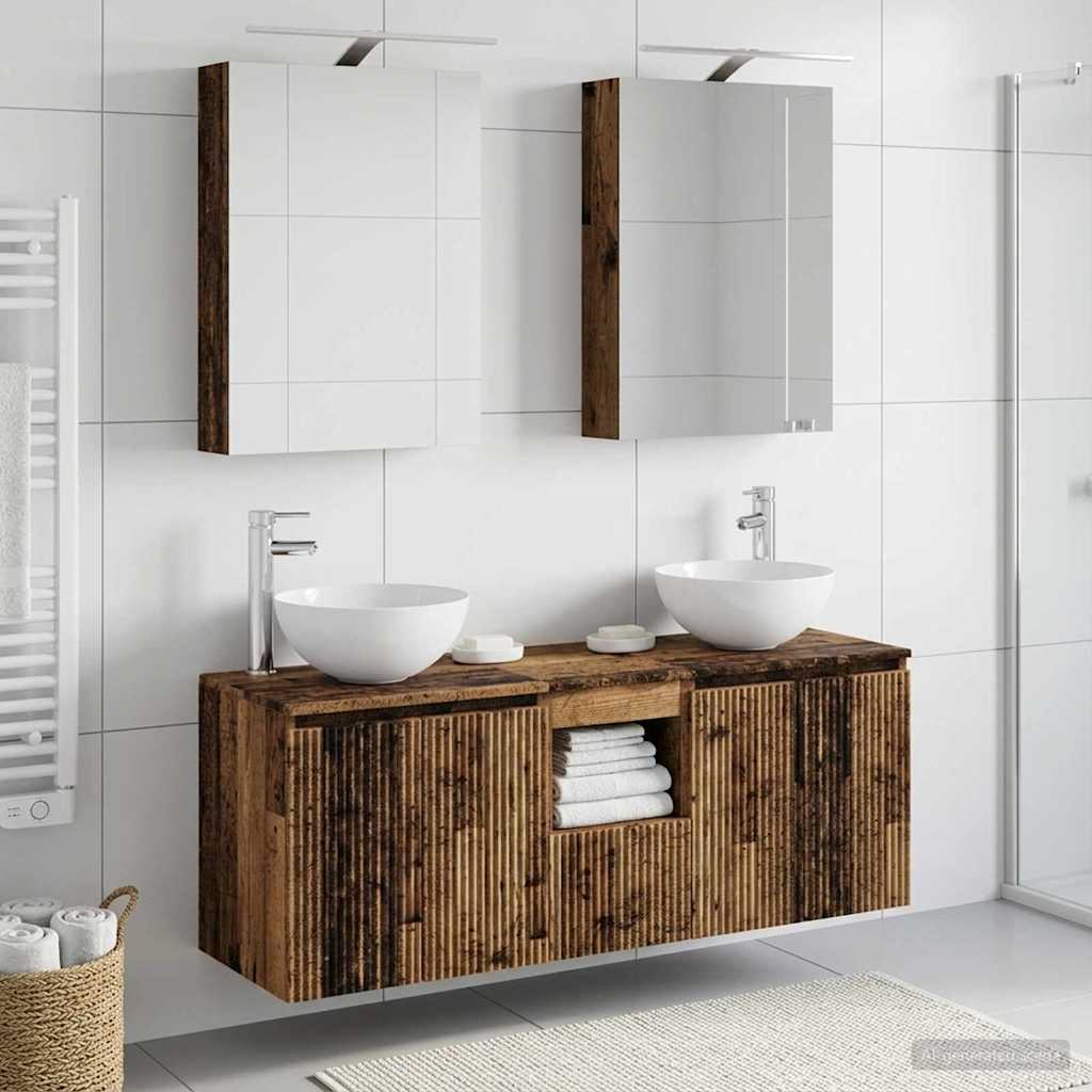 Badkamerkastenset 5 pcs Oud hout 50 x 14,5 x 70 cm Bewerkt hout