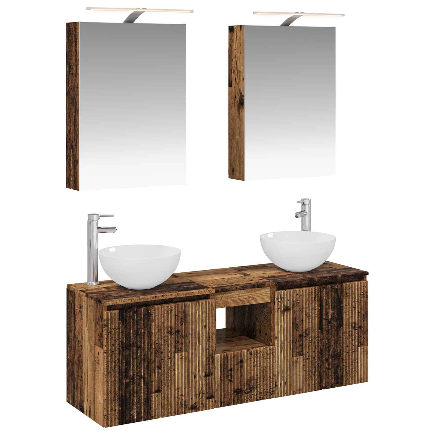 Badkamerkastenset 5 pcs Oud hout 50 x 14,5 x 70 cm Bewerkt hout