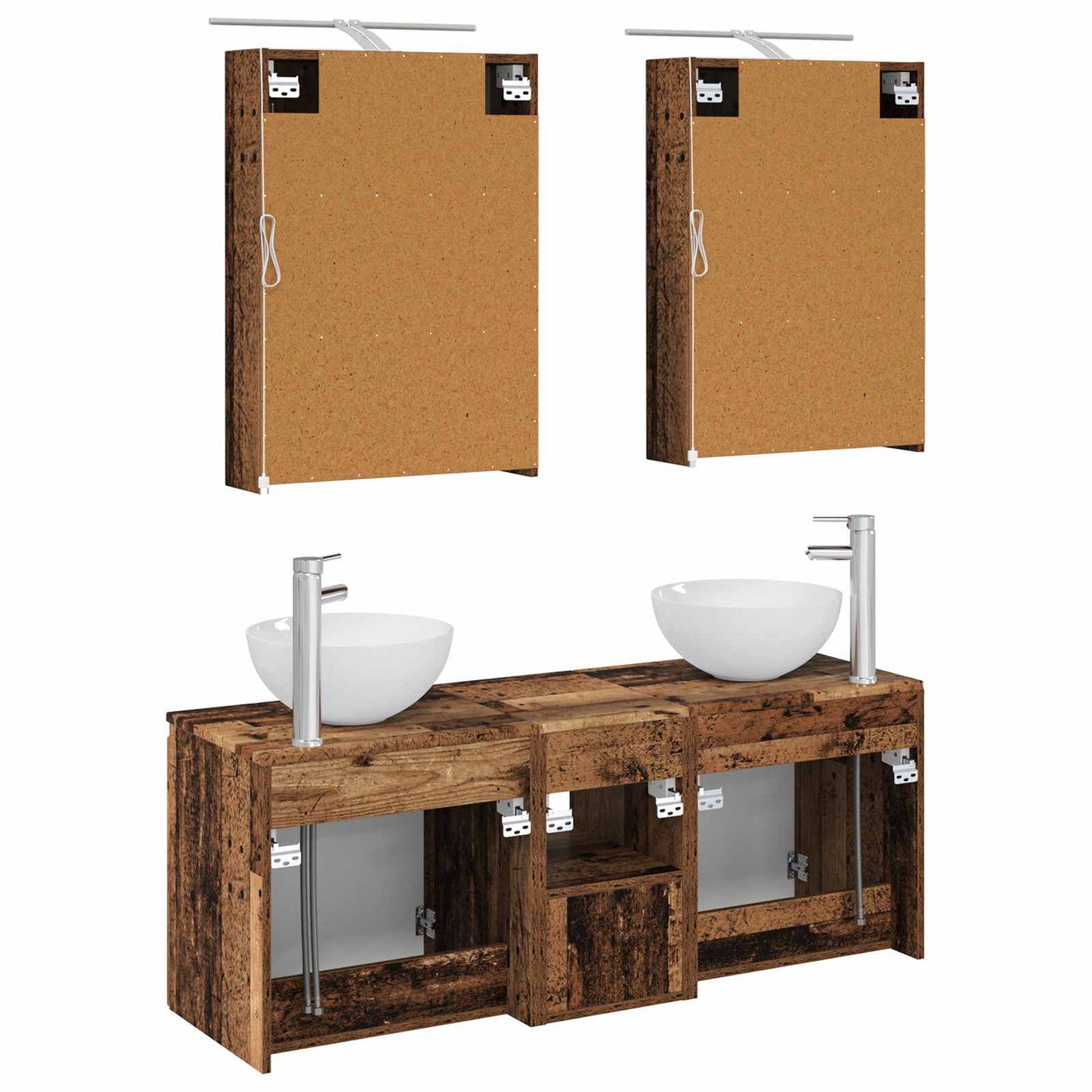 Badkamerkastenset 5 pcs Oud hout 50 x 14,5 x 70 cm Bewerkt hout