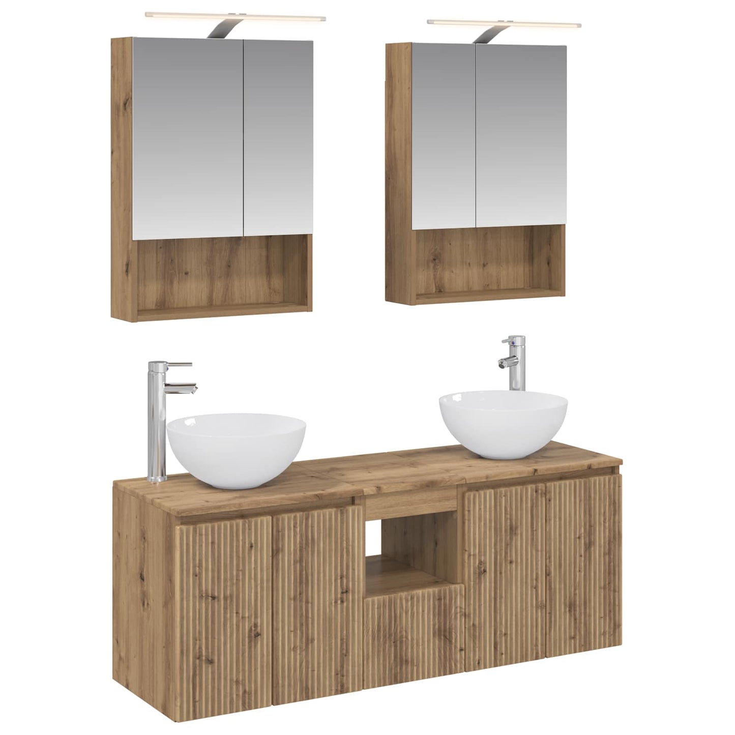 Badkamerkastenset 5 st Artisanaal eiken Bewerkt hout is nu te koop bij PeponiXL, paradijselijk wonen!