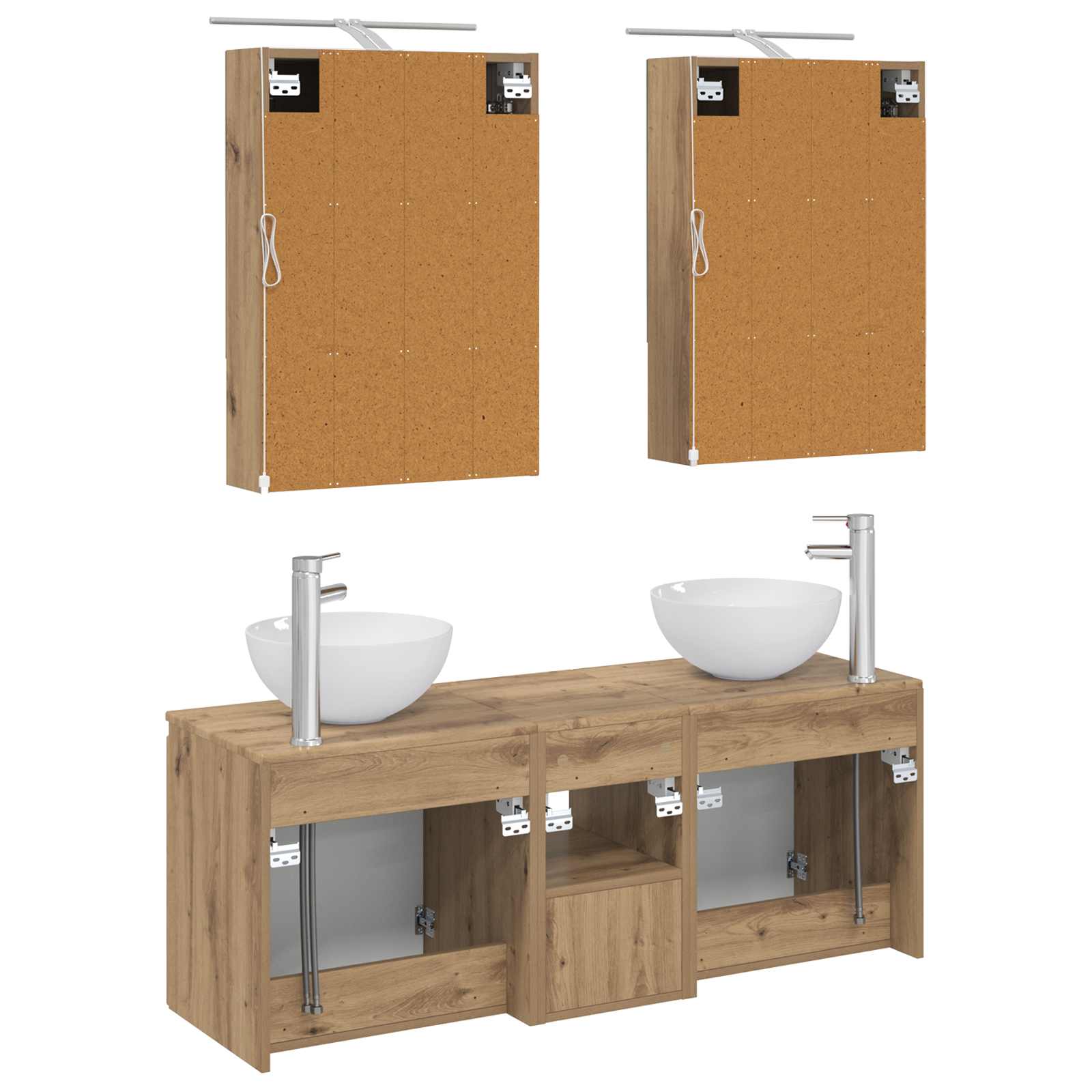 Badkamerkastenset 5 st Artisanaal eiken Bewerkt hout is nu te koop bij PeponiXL, paradijselijk wonen!