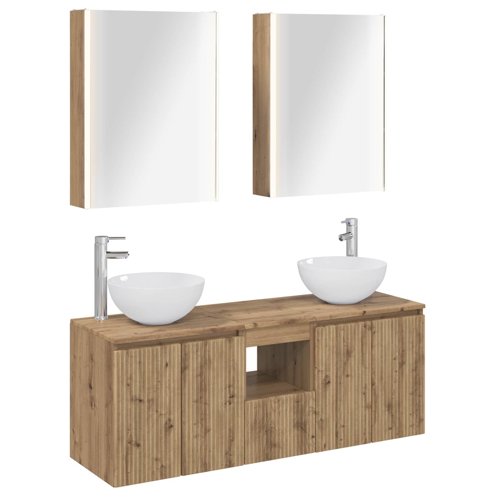 Badkamerkastenset 5 st Artisanaal eiken Bewerkt hout is nu te koop bij PeponiXL, paradijselijk wonen!