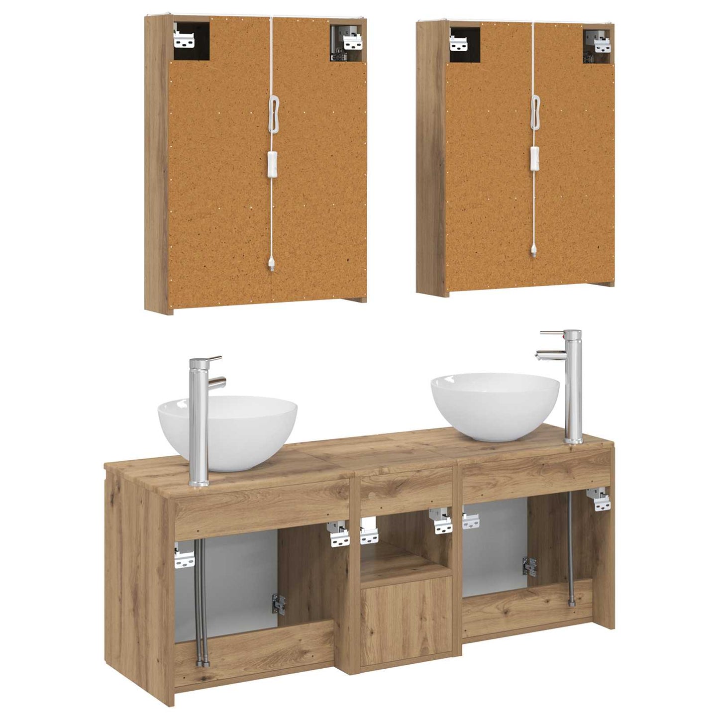 Badkamerkastenset 5 st Artisanaal eiken Bewerkt hout is nu te koop bij PeponiXL, paradijselijk wonen!