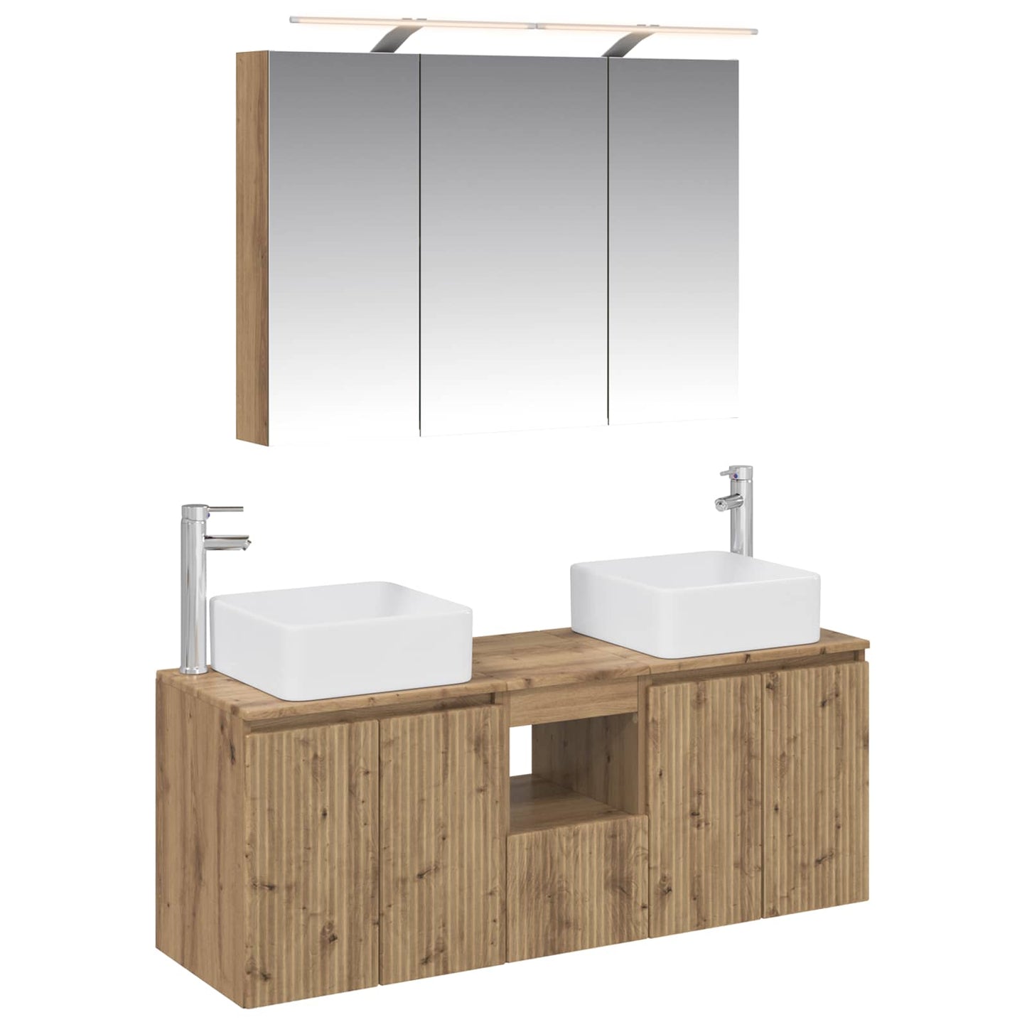 Badkamerkastenset 4 st Artisanaal eiken Bewerkt hout is nu te koop bij PeponiXL, paradijselijk wonen!