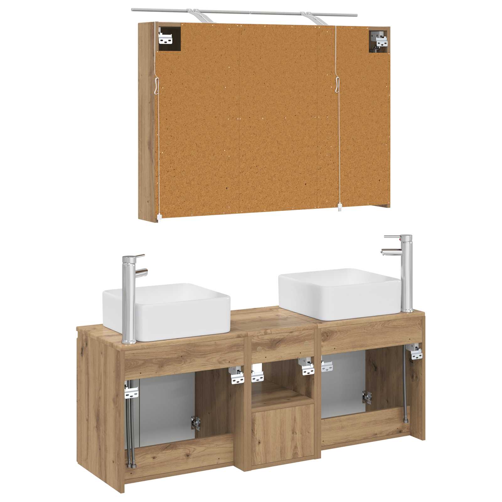 Badkamerkastenset 4 st Artisanaal eiken Bewerkt hout is nu te koop bij PeponiXL, paradijselijk wonen!