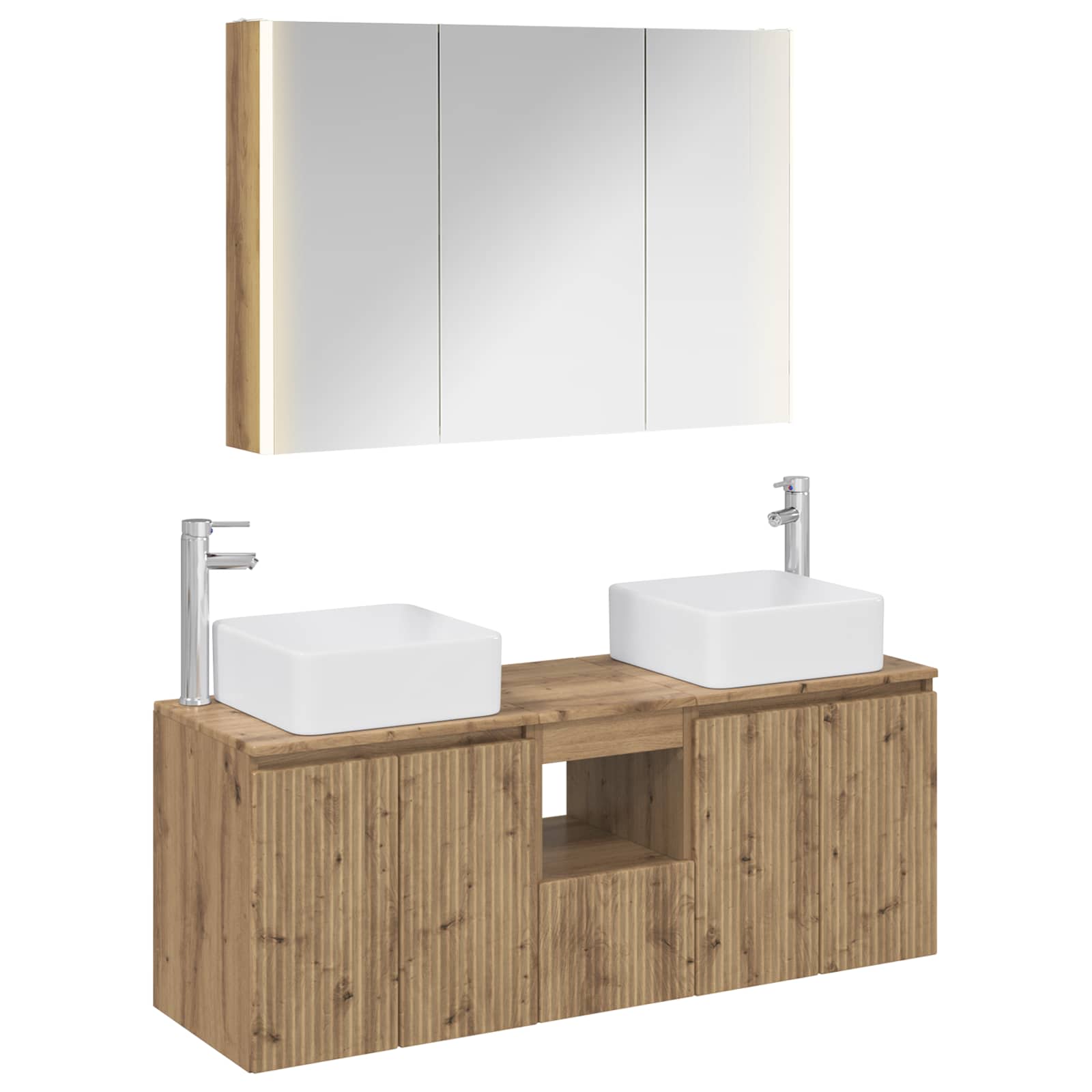 Badkamerkastenset 4 st Artisanaal eiken Bewerkt hout is nu te koop bij PeponiXL, paradijselijk wonen!