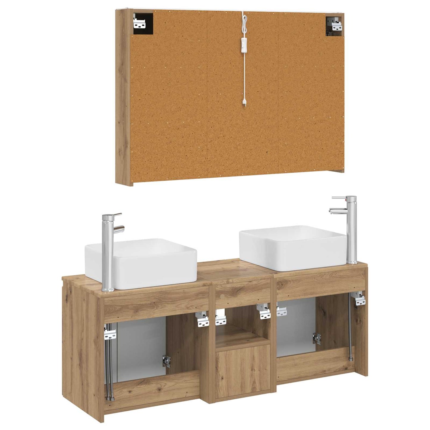 Badkamerkastenset 4 st Artisanaal eiken Bewerkt hout is nu te koop bij PeponiXL, paradijselijk wonen!