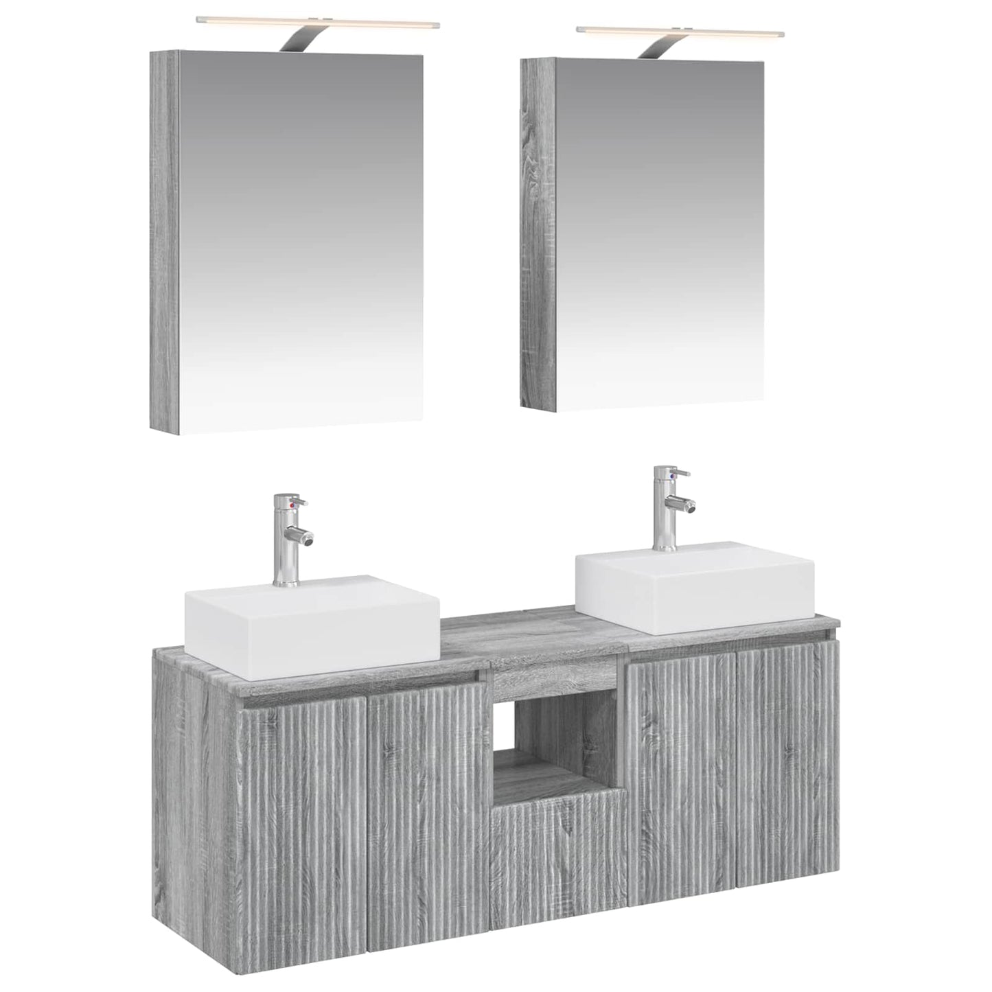 Badkamerkastenset 5 pcs Grijs Sonoma Bewerkt hout