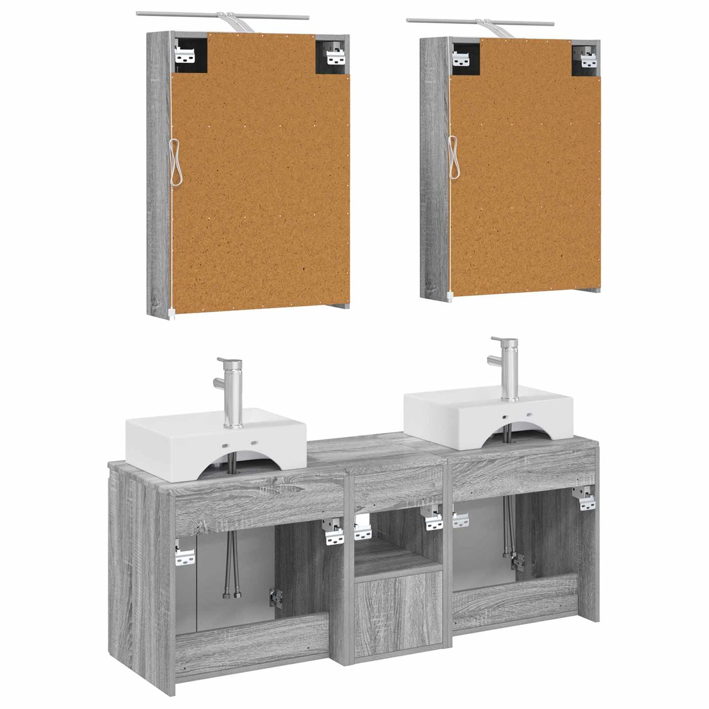 Badkamerkastenset 5 pcs Grijs Sonoma Bewerkt hout
