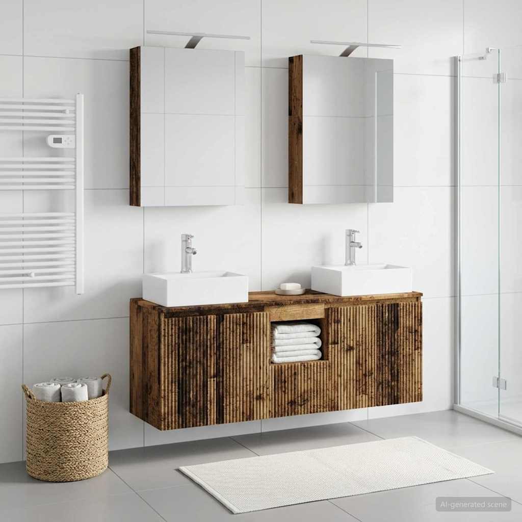 Badkamerkastenset 5 pcs Oud hout Bewerkt hout