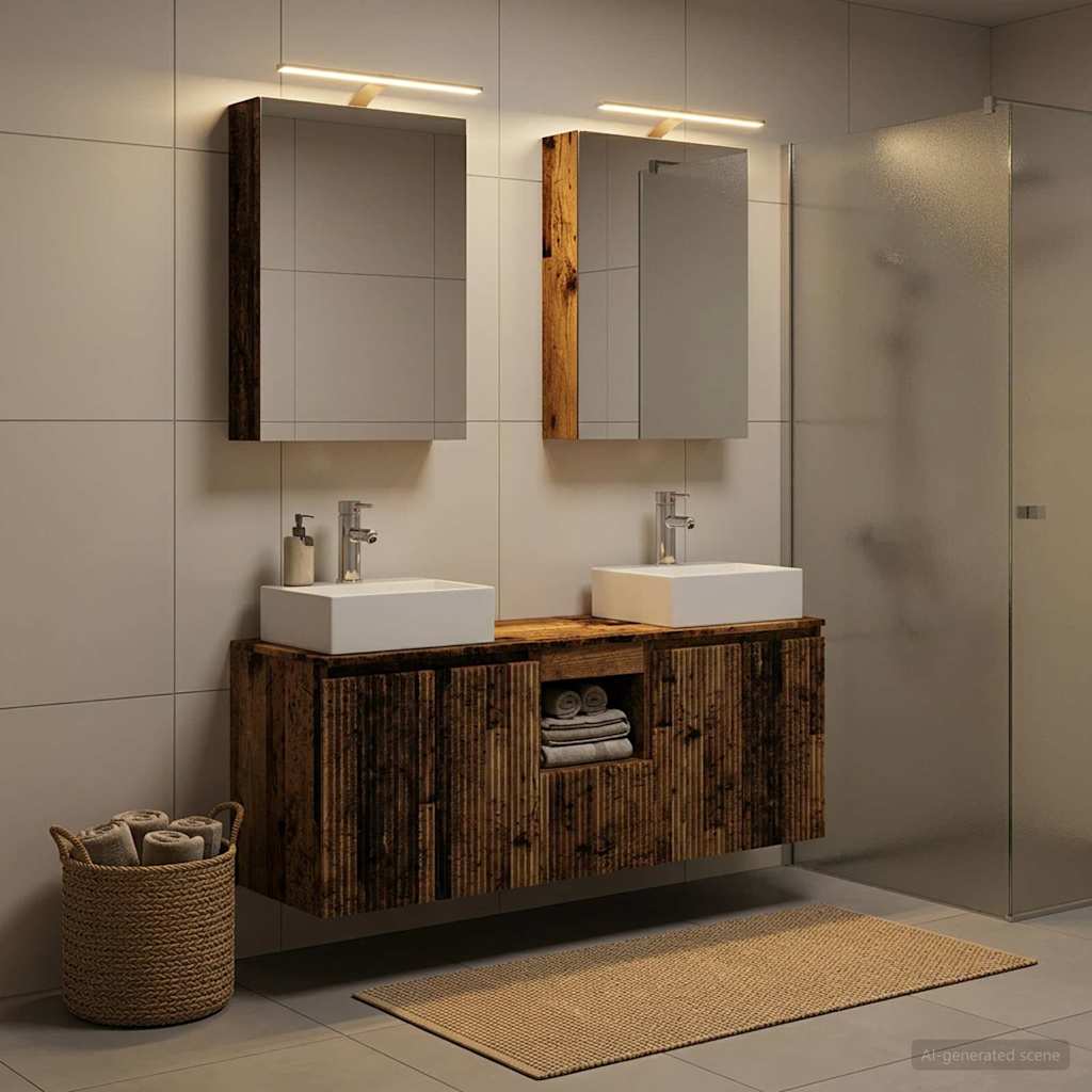 Badkamerkastenset 5 pcs Oud hout Bewerkt hout