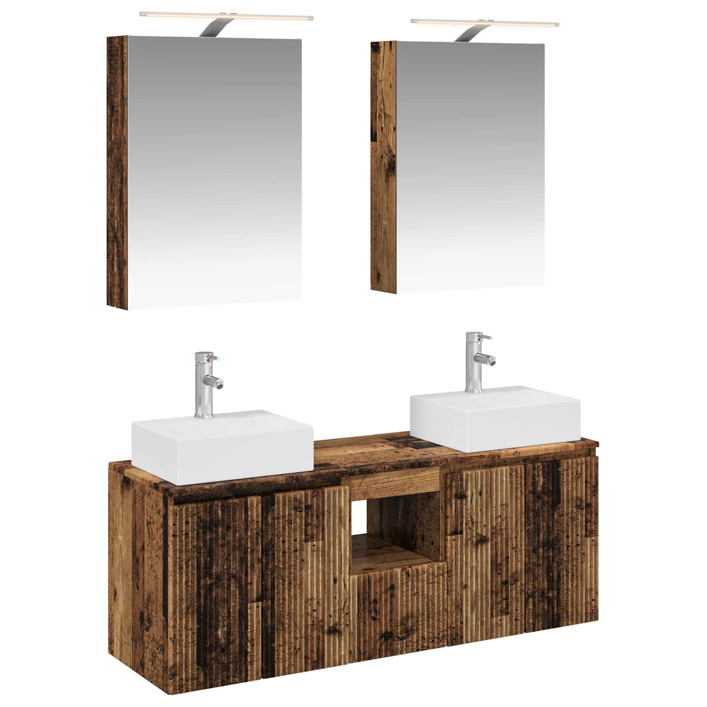 Badkamerkastenset 5 pcs Oud hout Bewerkt hout