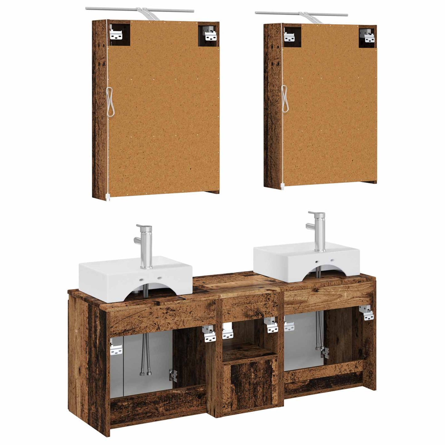 Badkamerkastenset 5 pcs Oud hout Bewerkt hout