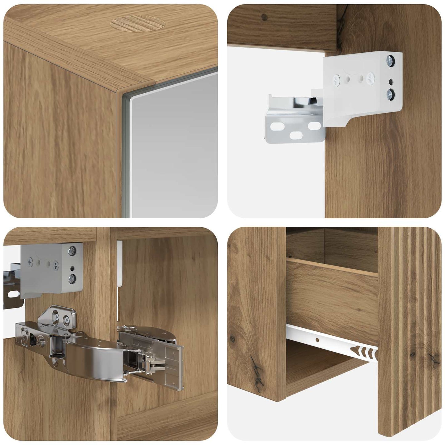 Badkamerkastenset 5 pcs Artisanaal eiken Bewerkt hout