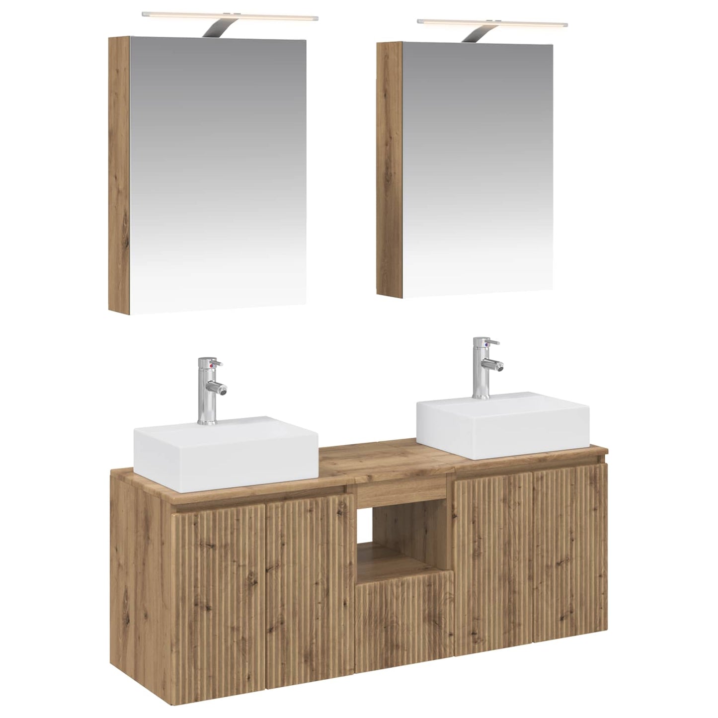 Badkamerkastenset 5 pcs Artisanaal eiken Bewerkt hout