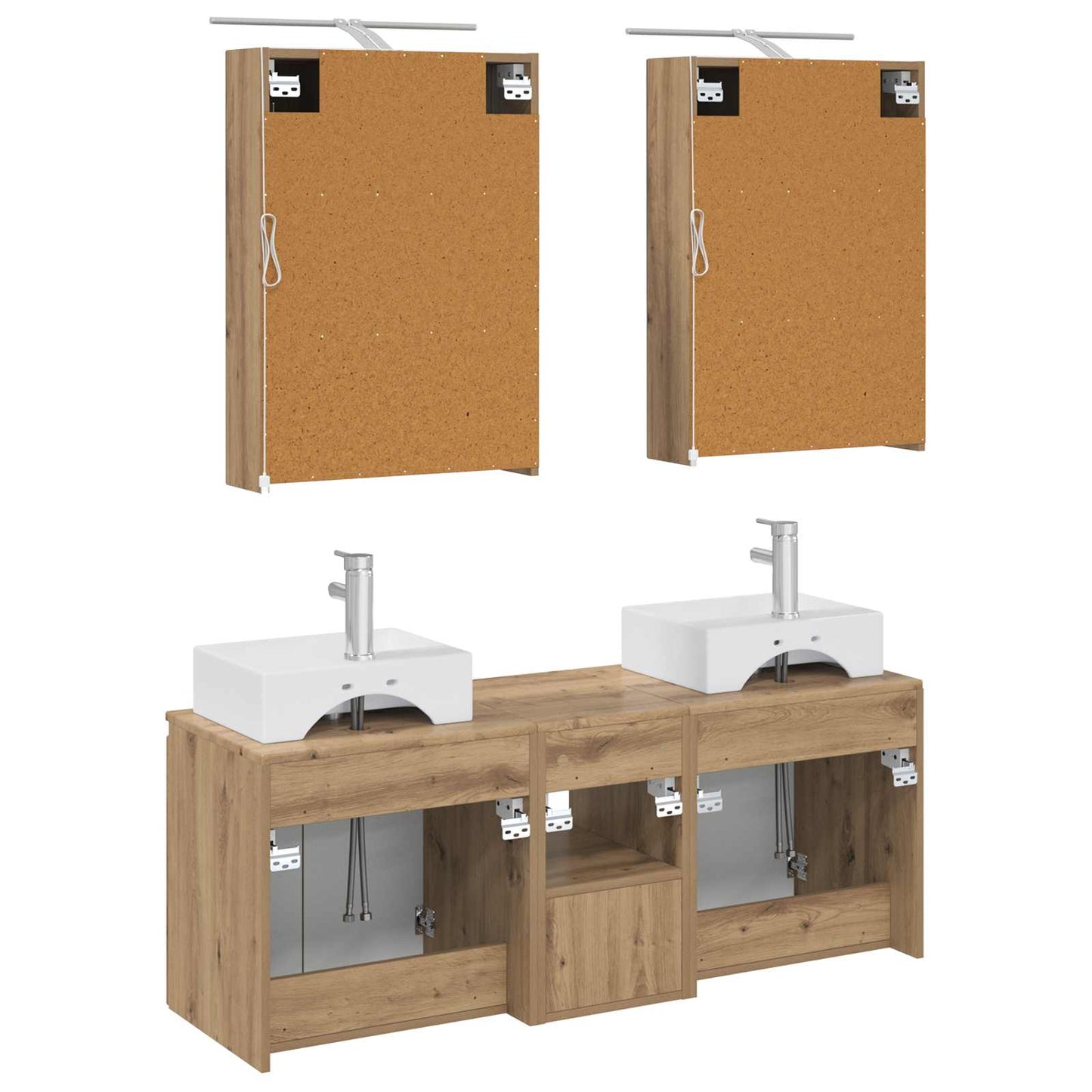 Badkamerkastenset 5 pcs Artisanaal eiken Bewerkt hout
