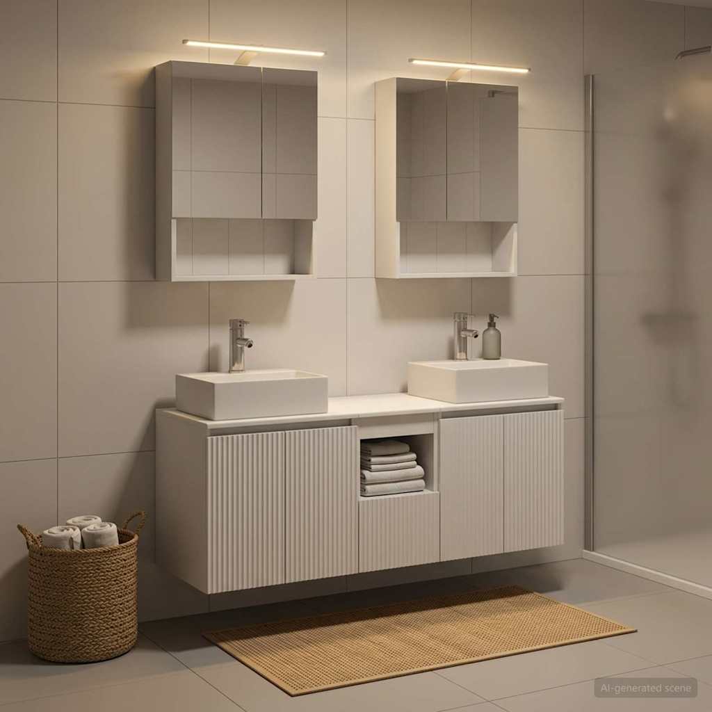 Badkamerkastenset 5 pcs Wit Bewerkt hout