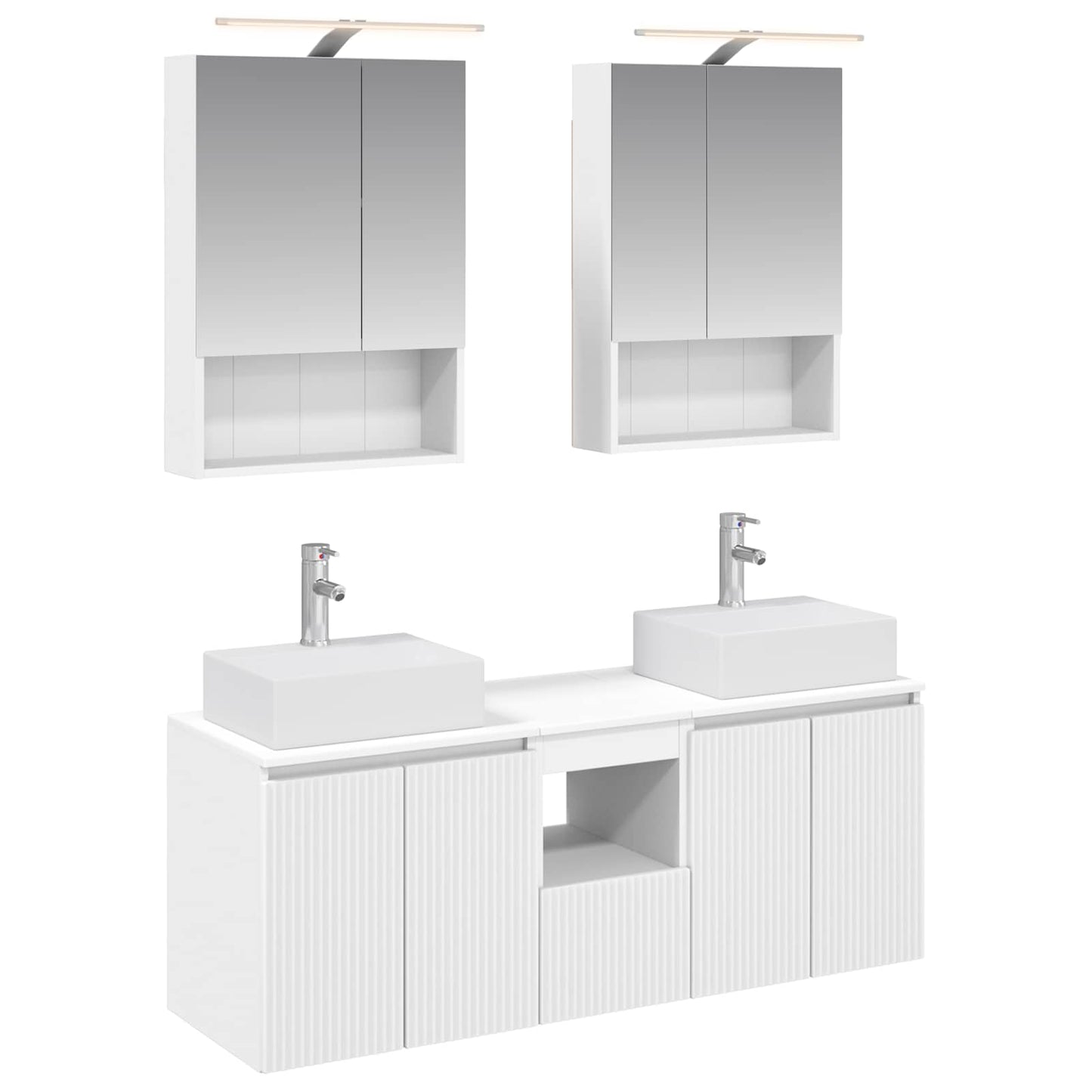 Badkamerkastenset 5 pcs Wit Bewerkt hout
