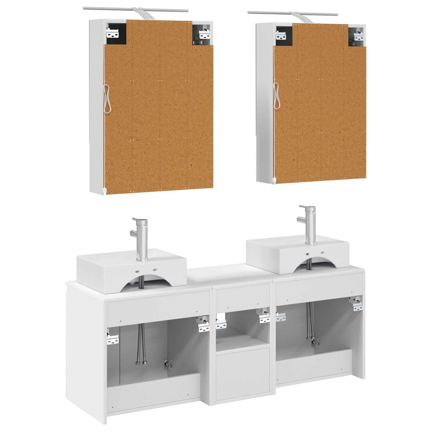 Badkamerkastenset 5 pcs Wit Bewerkt hout
