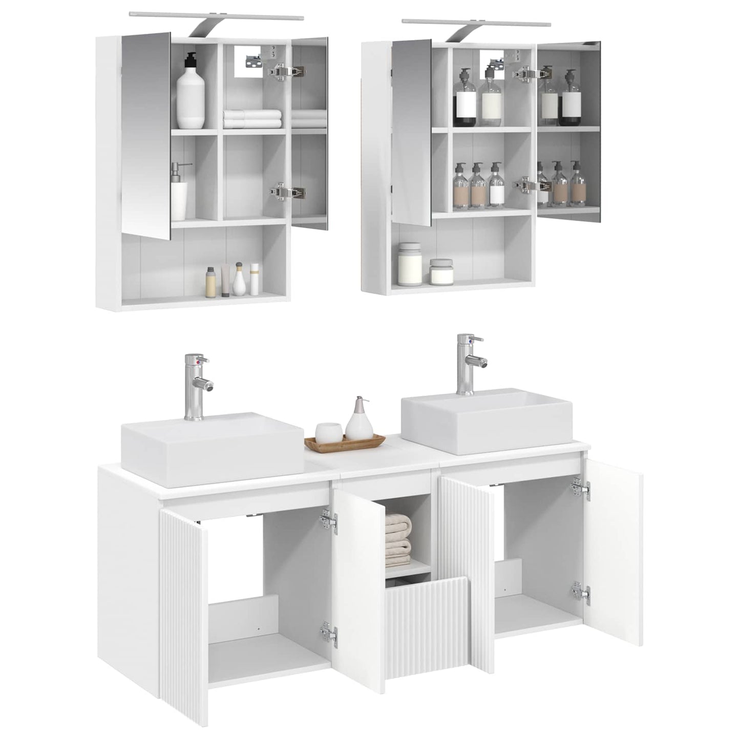 Badkamerkastenset 5 pcs Wit Bewerkt hout