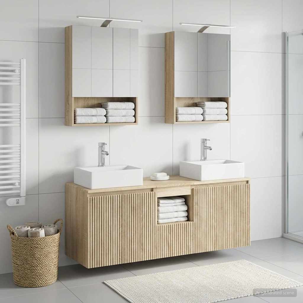 Badkamerkastenset 5 pcs Sonoma Eiken Bewerkt hout