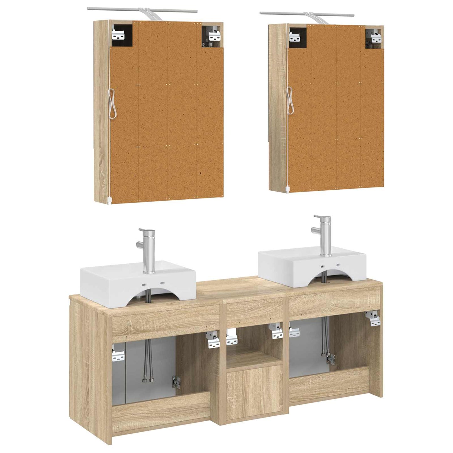 Badkamerkastenset 5 pcs Sonoma Eiken Bewerkt hout
