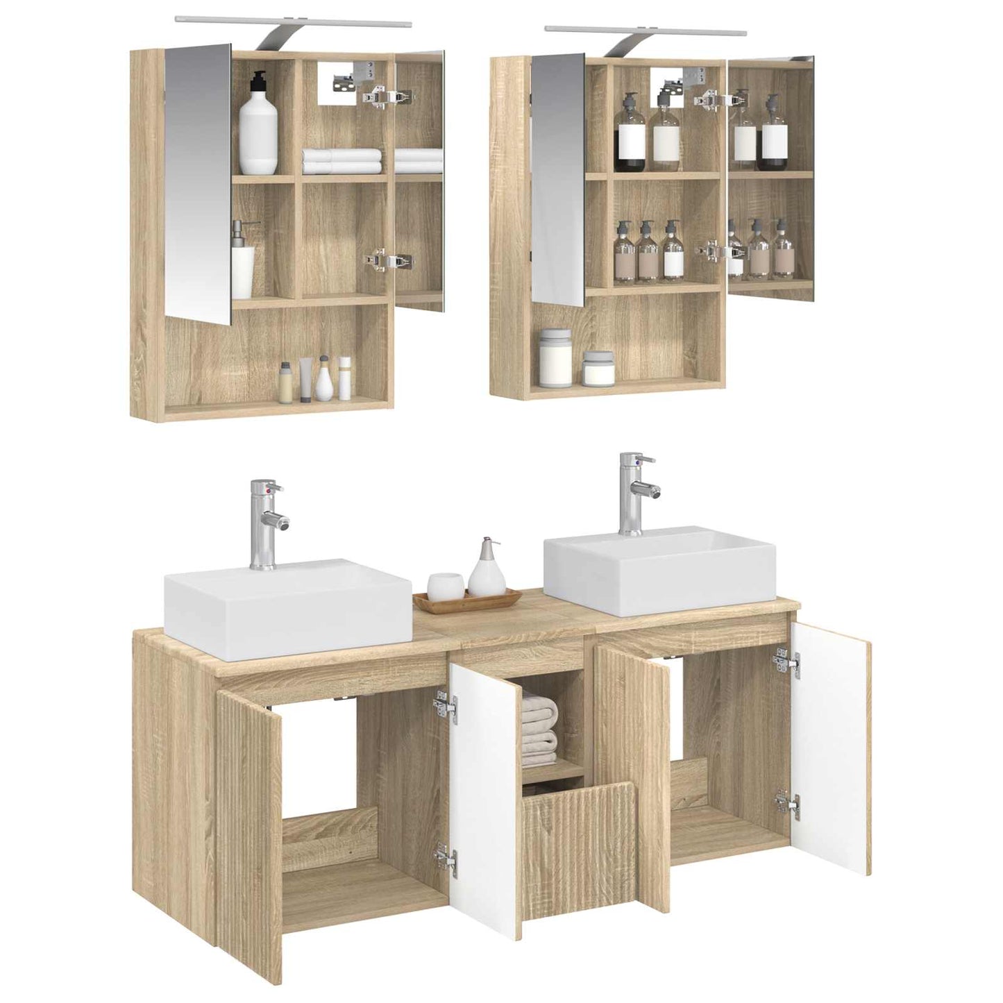 Badkamerkastenset 5 pcs Sonoma Eiken Bewerkt hout