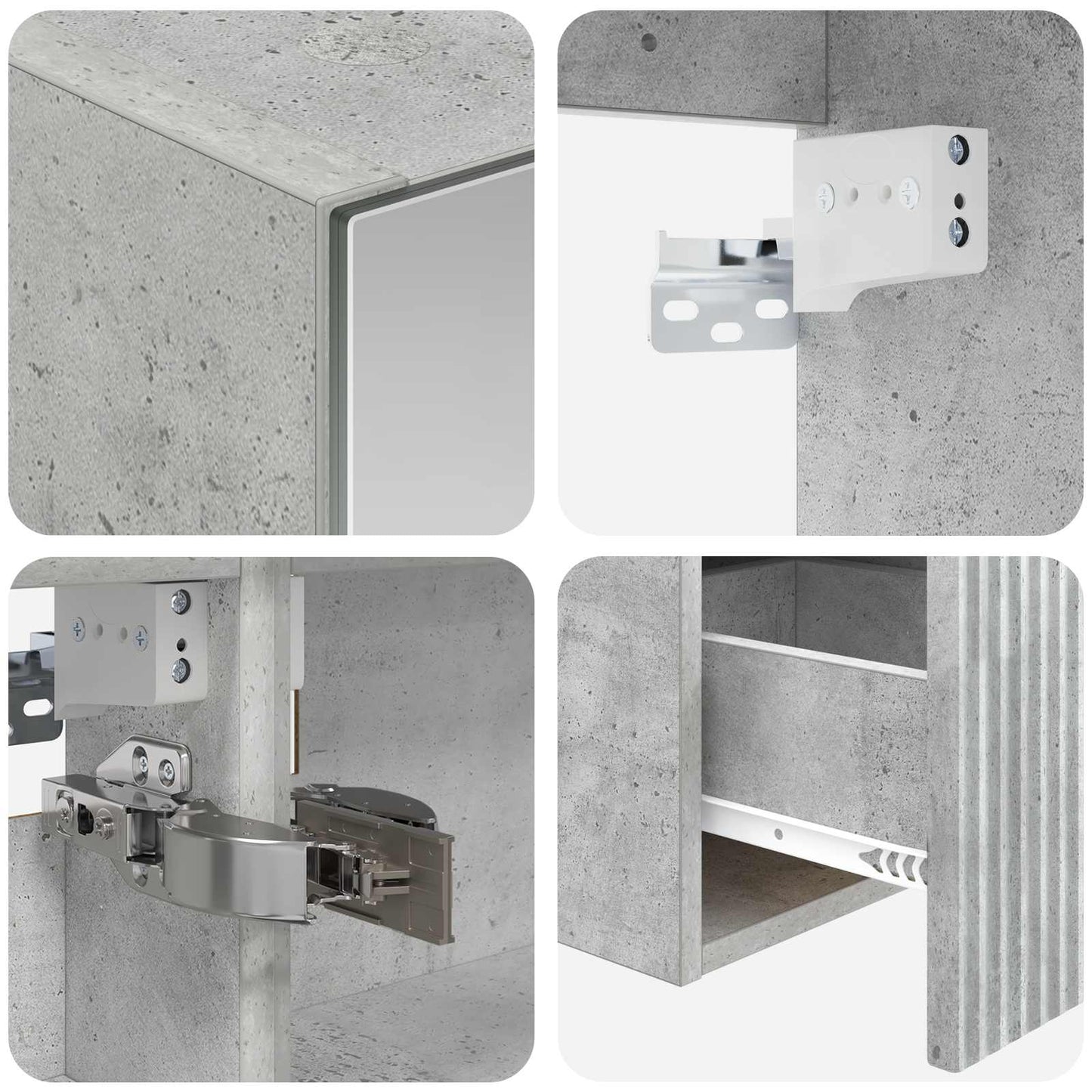 Badkamerkastenset 5 pcs Betongrijs Bewerkt hout