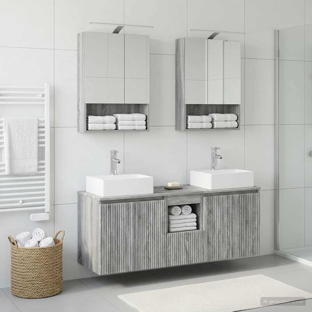 Badkamerkastenset 5 pcs Grijs Sonoma Bewerkt hout