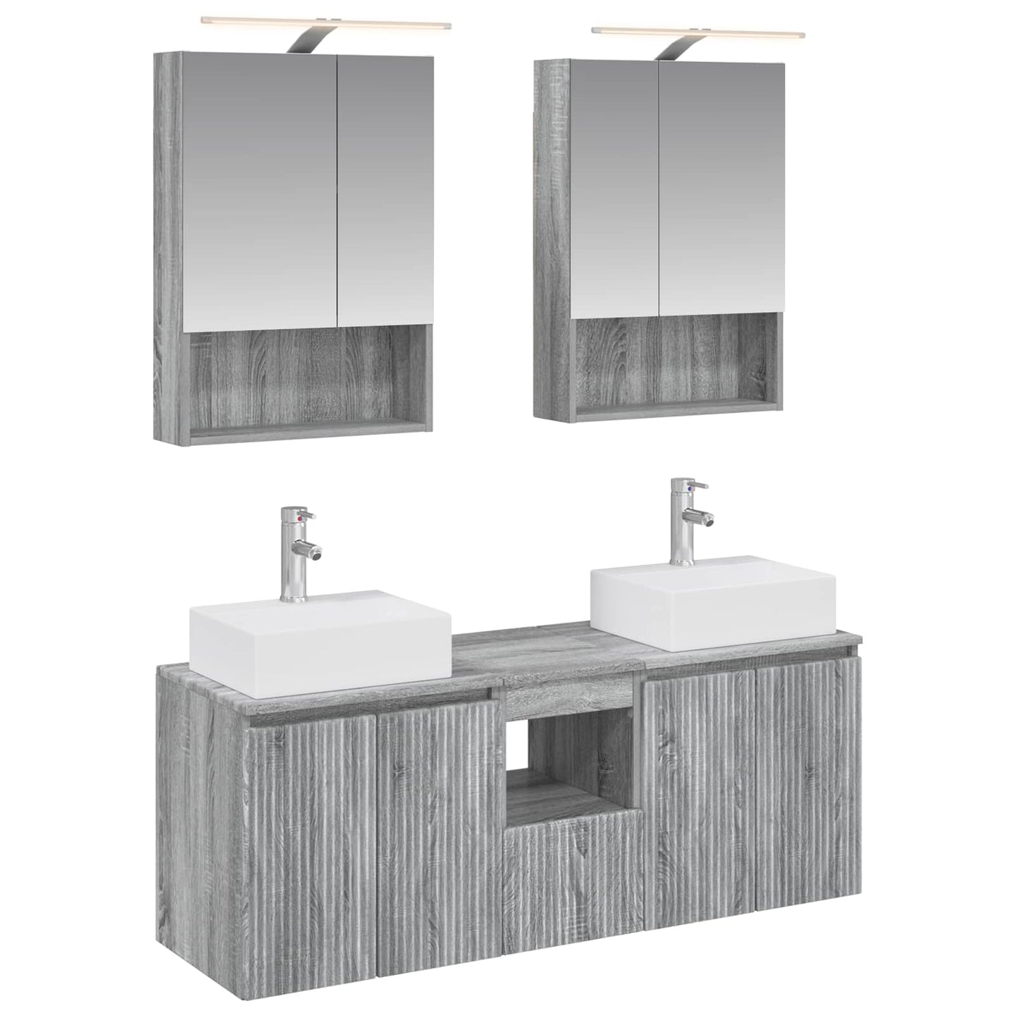 Badkamerkastenset 5 pcs Grijs Sonoma Bewerkt hout