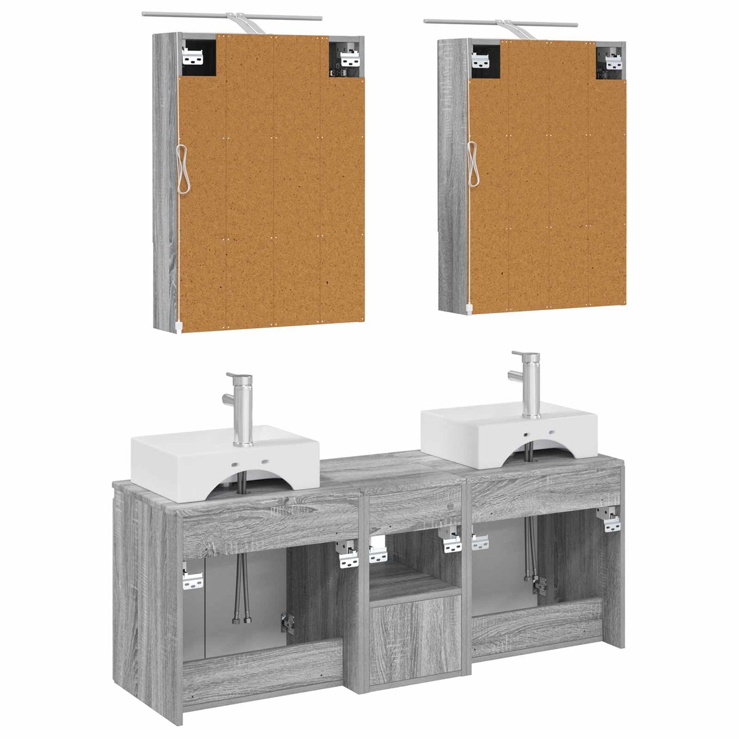 Badkamerkastenset 5 pcs Grijs Sonoma Bewerkt hout