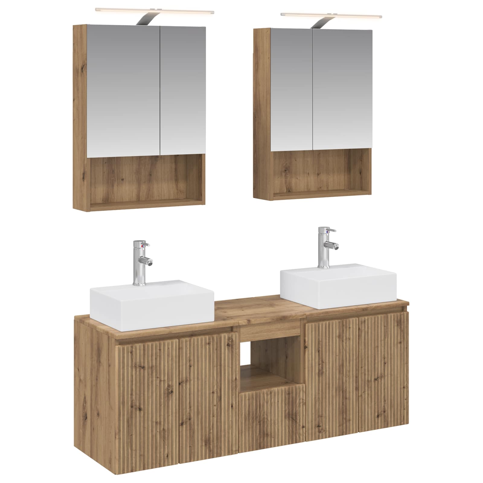 Badkamerkastenset 5 st Artisanaal eiken Bewerkt hout is nu te koop bij PeponiXL, paradijselijk wonen!