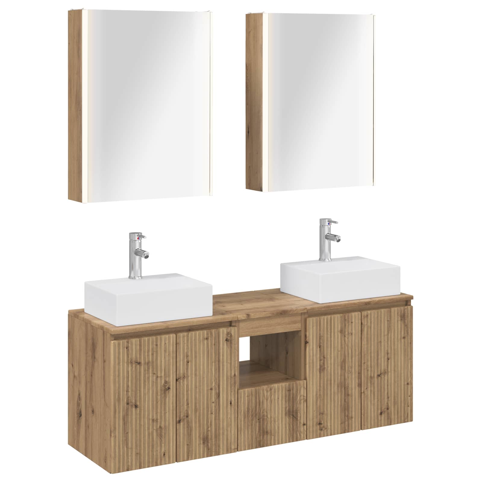 Badkamerkastenset 5 st Artisanaal eiken Bewerkt hout is nu te koop bij PeponiXL, paradijselijk wonen!