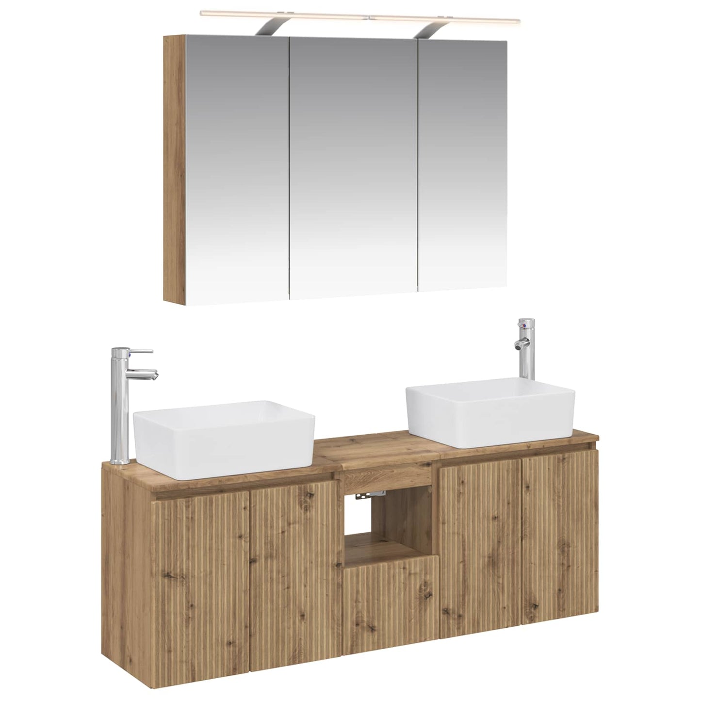 Badkamerkastenset 4 st Artisanaal eiken Bewerkt hout is nu te koop bij PeponiXL, paradijselijk wonen!