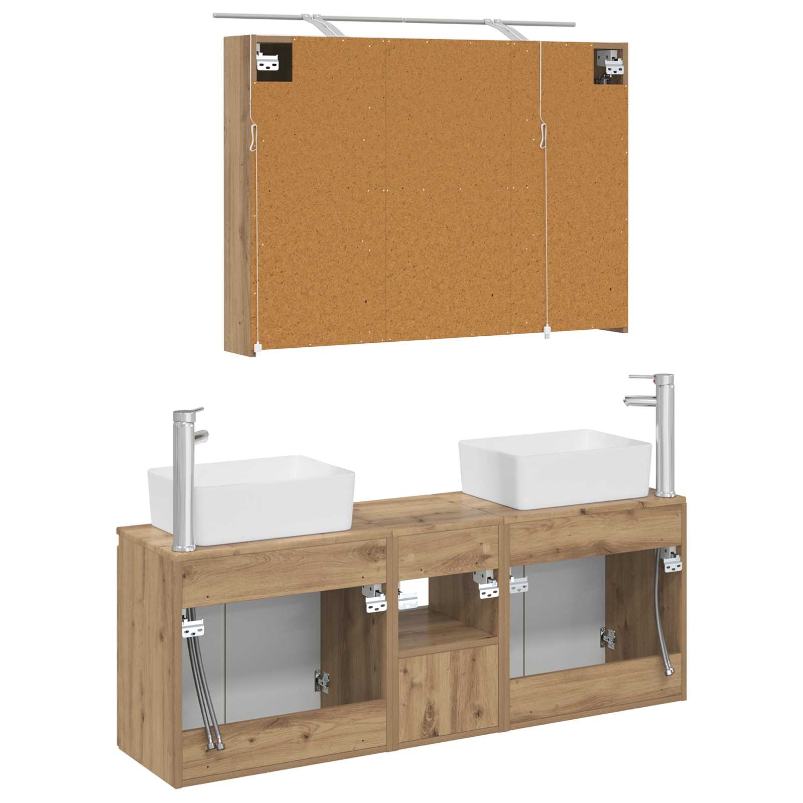 Badkamerkastenset 4 st Artisanaal eiken Bewerkt hout is nu te koop bij PeponiXL, paradijselijk wonen!