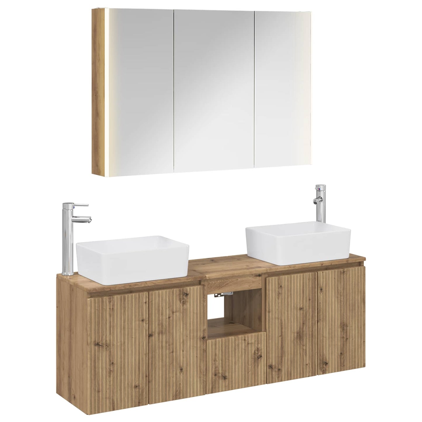Badkamerkastenset 4 st Artisanaal eiken Bewerkt hout is nu te koop bij PeponiXL, paradijselijk wonen!