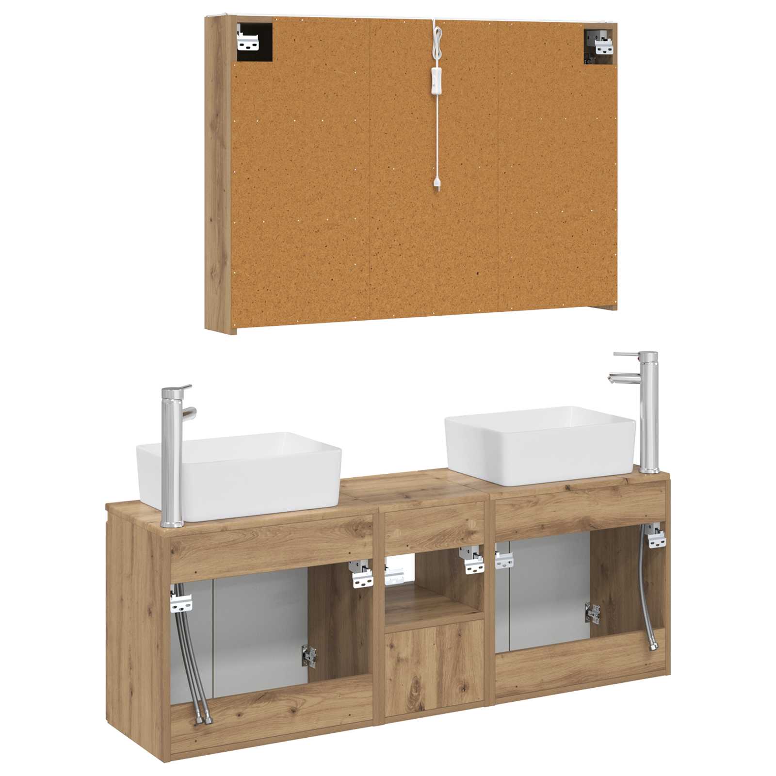 Badkamerkastenset 4 st Artisanaal eiken Bewerkt hout is nu te koop bij PeponiXL, paradijselijk wonen!
