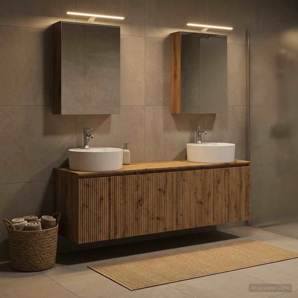 Badkamerkastenset 5 st Artisanaal eiken Bewerkt hout is nu te koop bij PeponiXL, paradijselijk wonen!