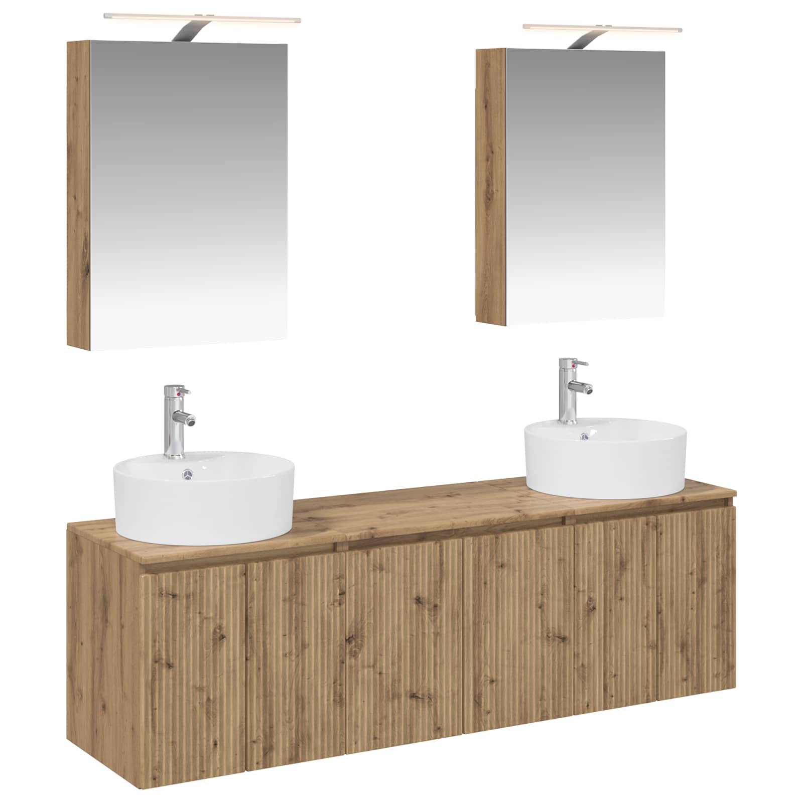 Badkamerkastenset 5 st Artisanaal eiken Bewerkt hout is nu te koop bij PeponiXL, paradijselijk wonen!