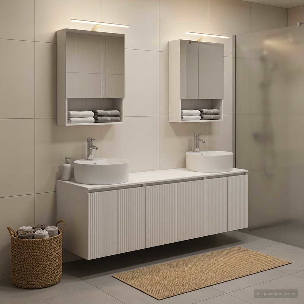 Badkamerkastenset 5 pcs Wit Bewerkt hout