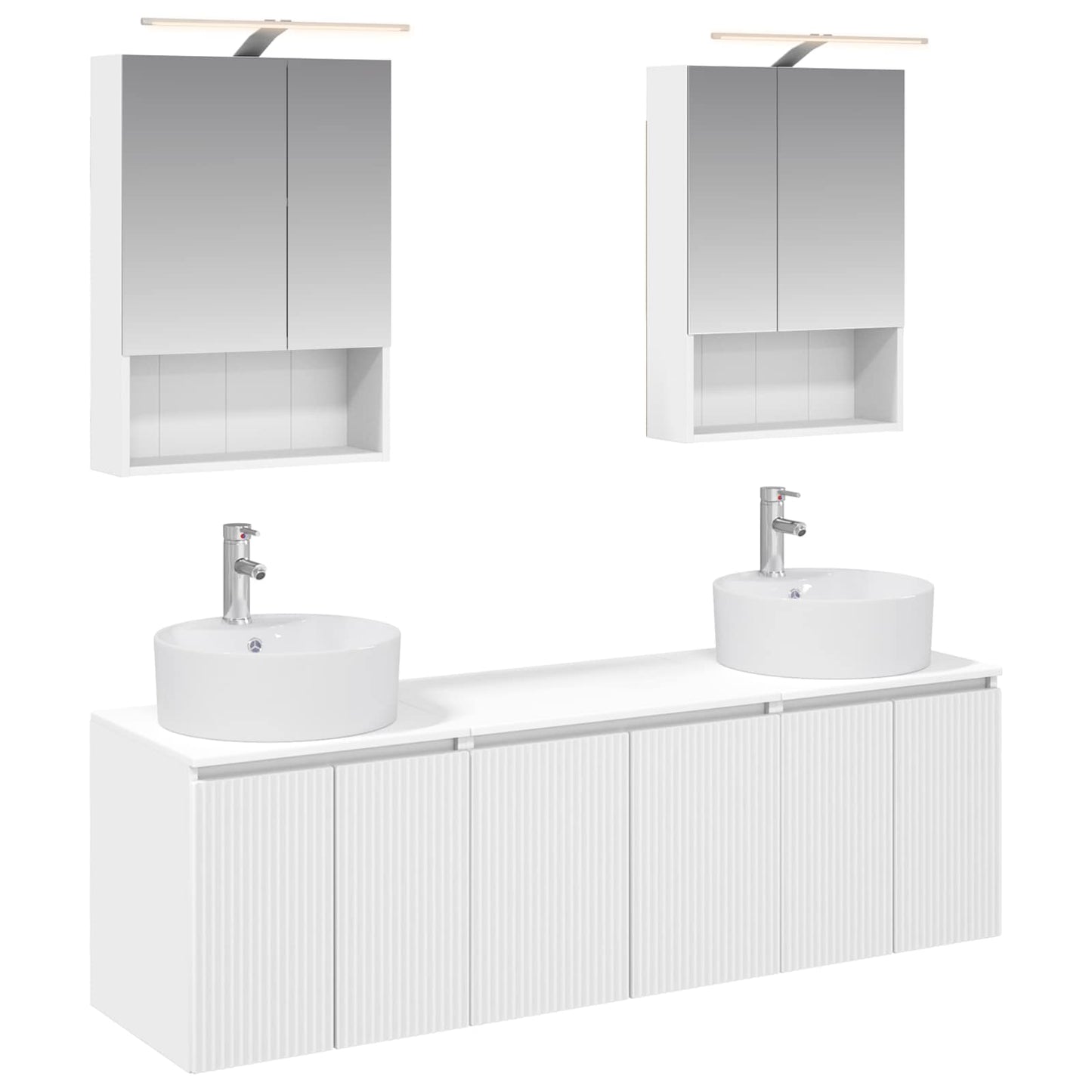 Badkamerkastenset 5 pcs Wit Bewerkt hout