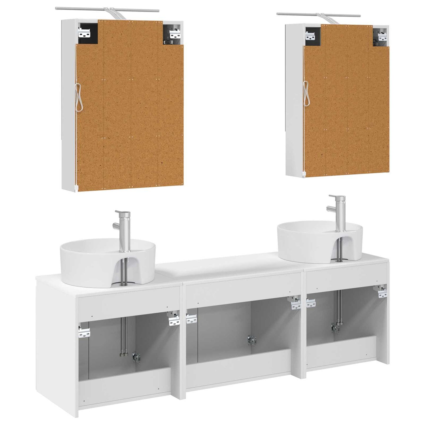 Badkamerkastenset 5 pcs Wit Bewerkt hout