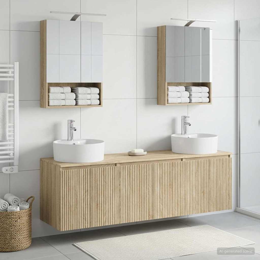 Badkamerkastenset 5 pcs Sonoma Eiken Bewerkt hout