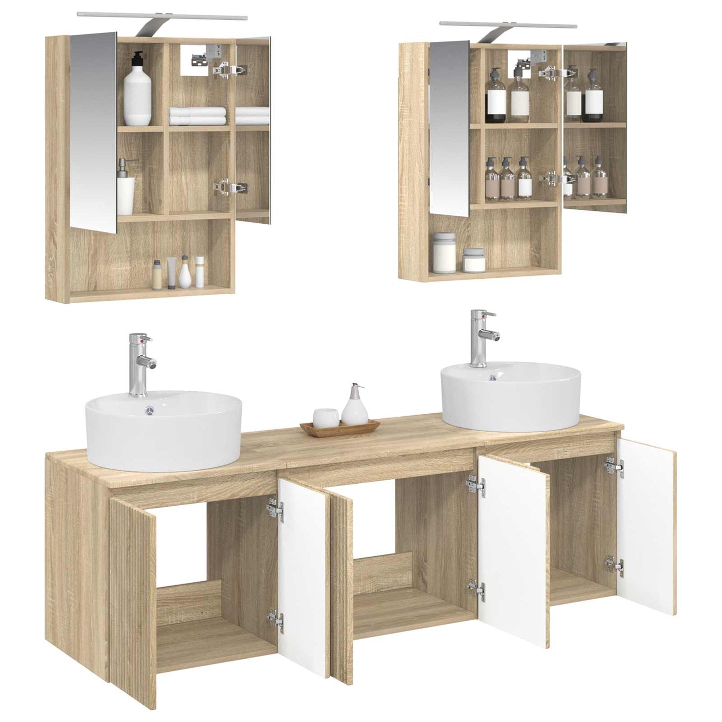 Badkamerkastenset 5 pcs Sonoma Eiken Bewerkt hout