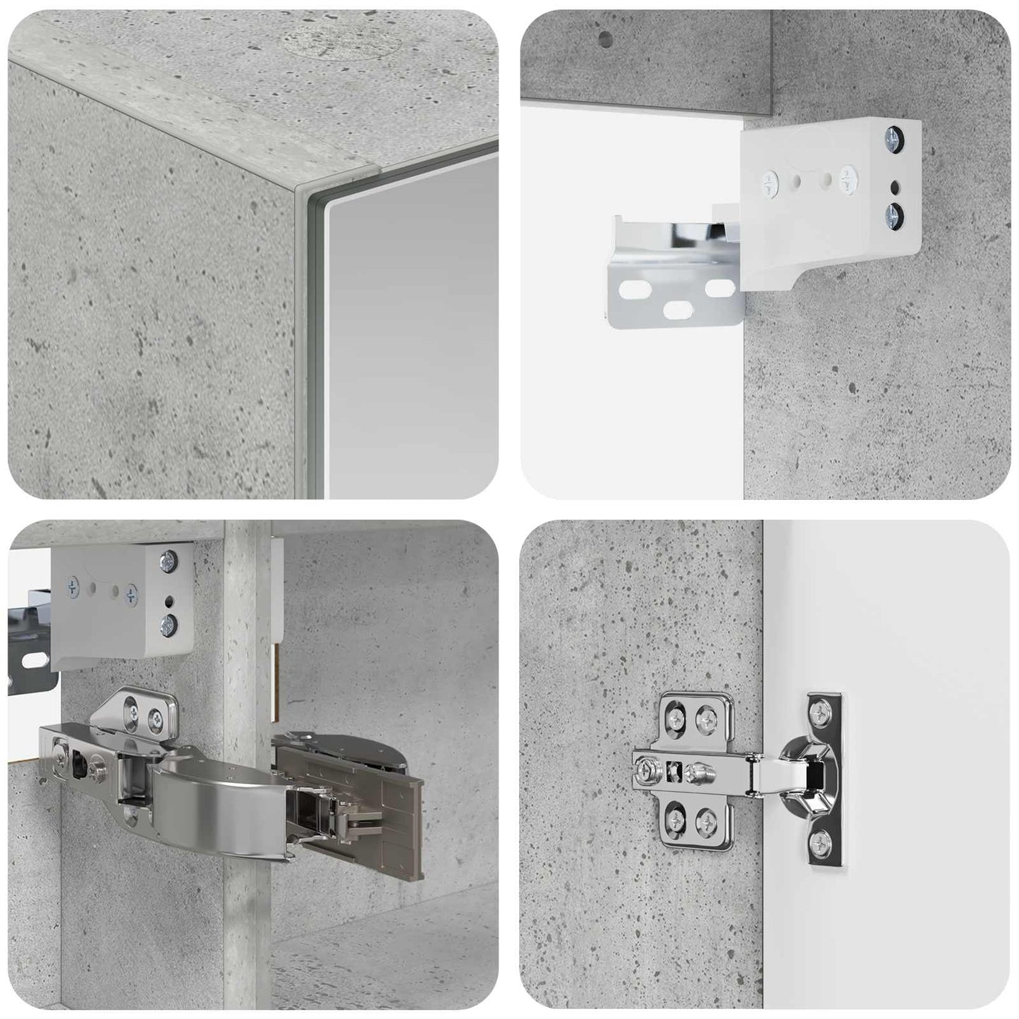 Badkamerkastenset 5 pcs Betongrijs Bewerkt hout