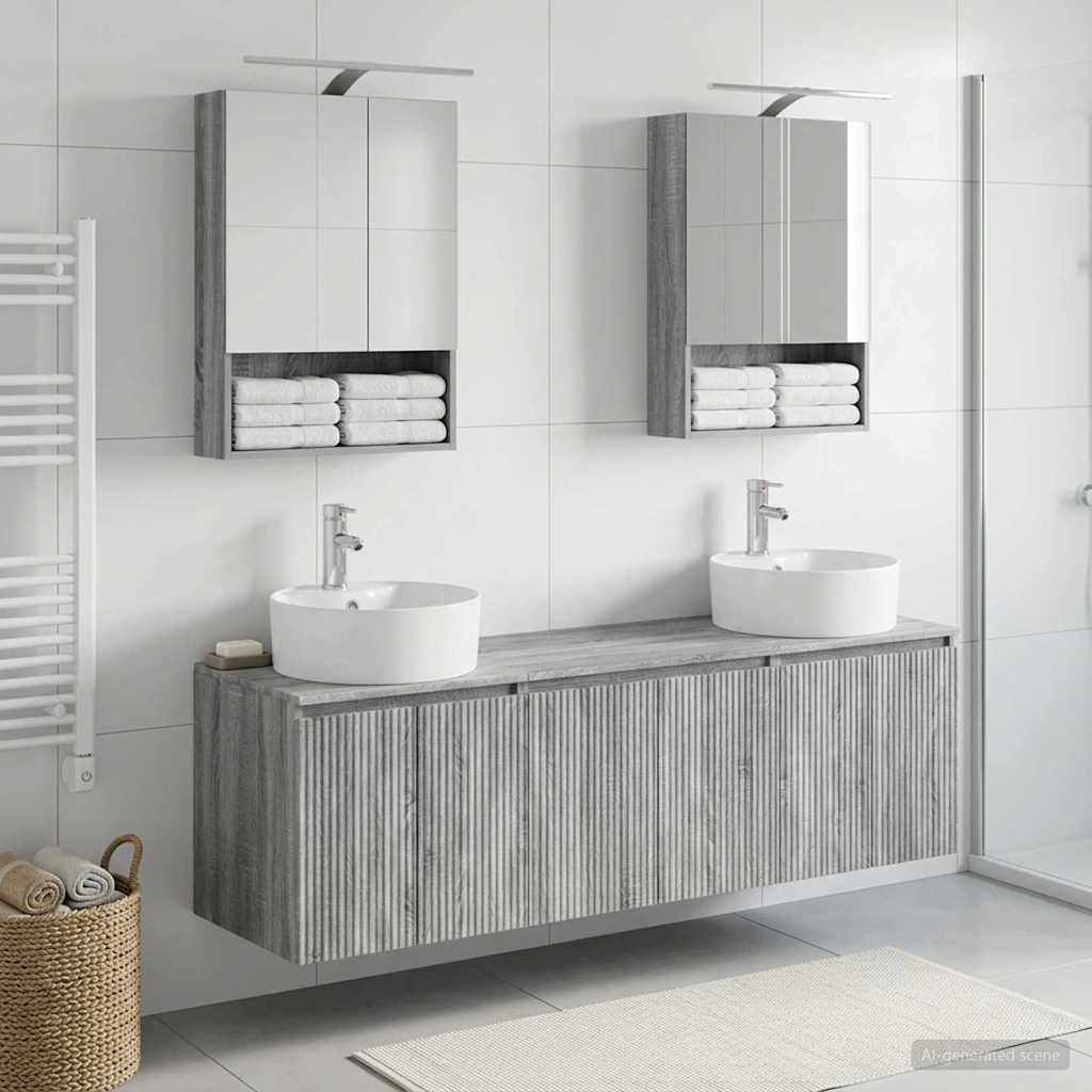 Badkamerkastenset 5 pcs Grijs Sonoma Bewerkt hout