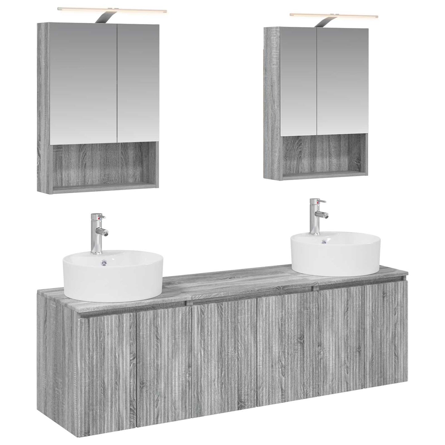 Badkamerkastenset 5 pcs Grijs Sonoma Bewerkt hout