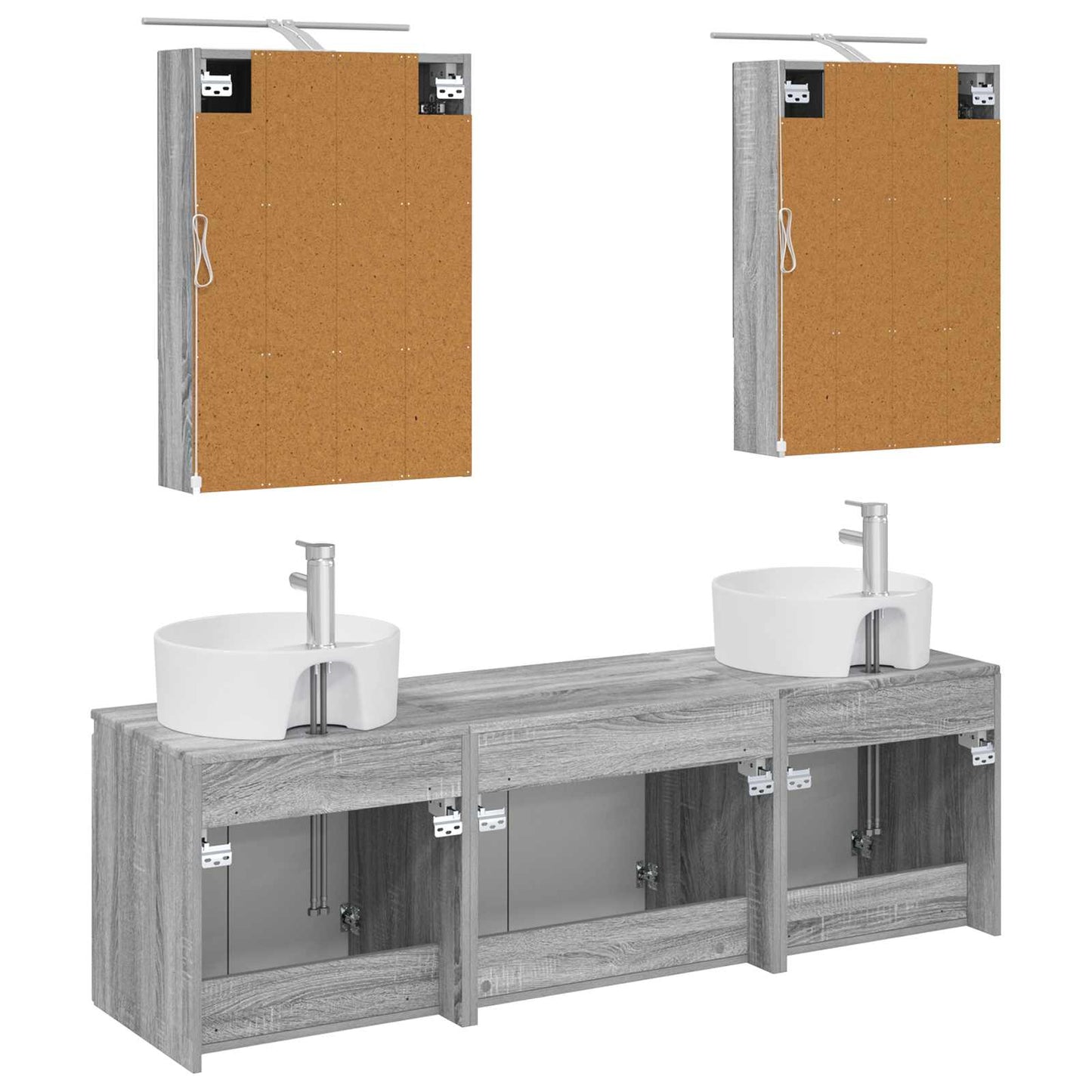 Badkamerkastenset 5 pcs Grijs Sonoma Bewerkt hout