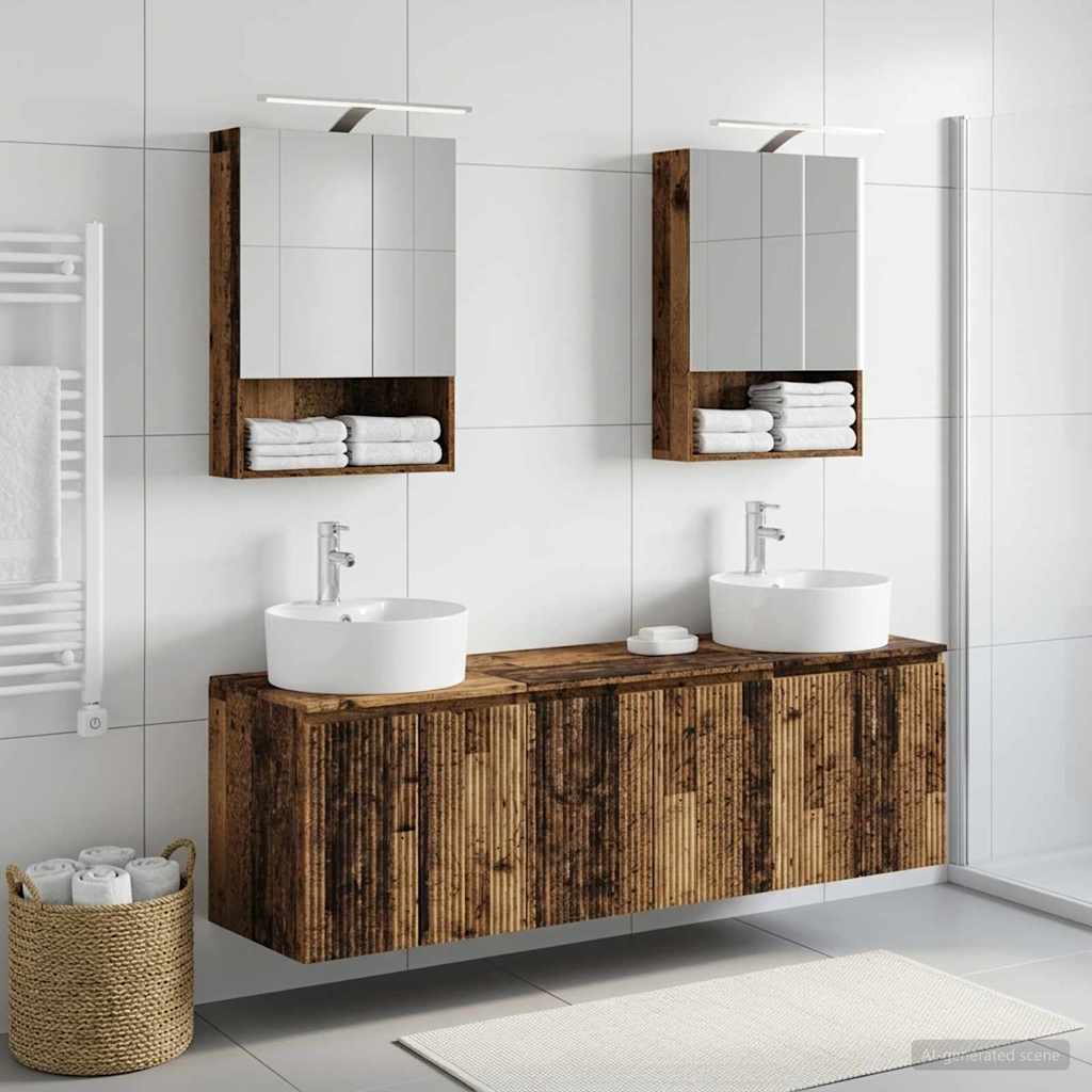 Badkamerkastenset 5 pcs Oud hout Bewerkt hout