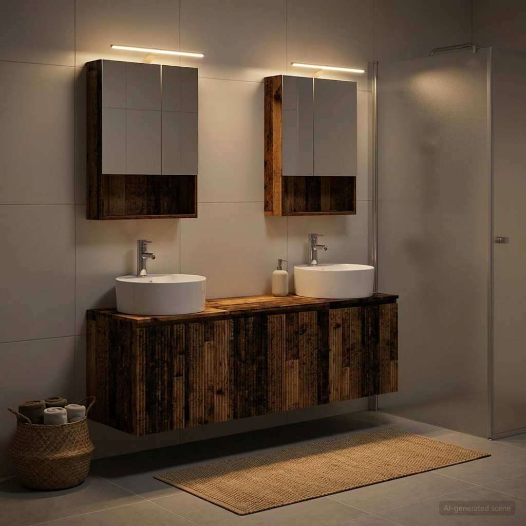 Badkamerkastenset 5 pcs Oud hout Bewerkt hout